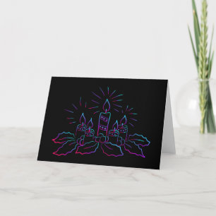 Cartes Pour Fêtes Annuelles Joyeux noël advent wreath neon
