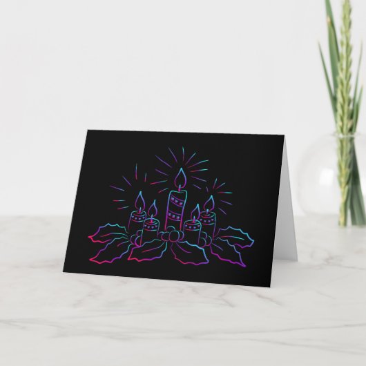 Cartes Pour Fêtes Annuelles Joyeux noël advent wreath neon (Devant)