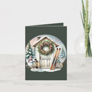 Cartes Pour Fêtes Annuelles Joyeux Noël ajouter une scène de ski