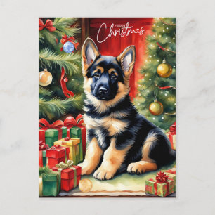 Cartes Pour Fêtes Annuelles Joyeux Noël Allemand Berger Chiot