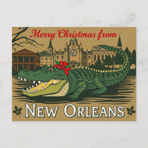Cartes Pour Fêtes Annuelles Joyeux Noël Alligator de la Nouvelle-Orléans