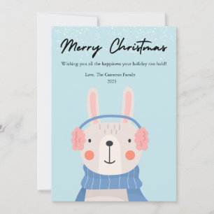 Cartes Pour Fêtes Annuelles Joyeux Noël Amoureux de Lapin Mignon Plat