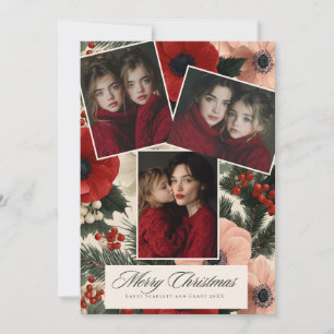 Cartes Pour Fêtes Annuelles Joyeux Noël Anémone Floral fête 3 photo
