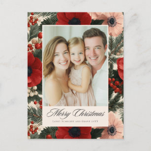 Cartes Pour Fêtes Annuelles Joyeux Noël Anémone Fond floral de vacances