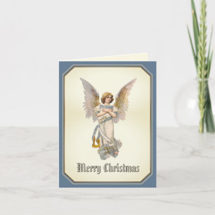 Cartes Pour Fêtes Annuelles Joyeux Noël Angel Blue Gold