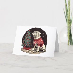 Cartes Pour Fêtes Annuelles Joyeux Noël anglais Chien de Noël Arbre