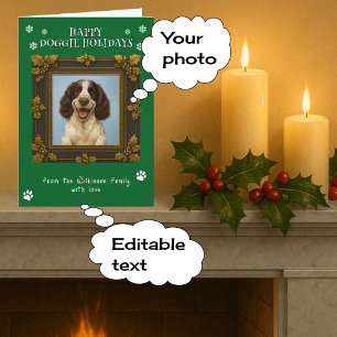 Cartes Pour Fêtes Annuelles Joyeux Noël animal de compagnie photo vert Holiday