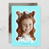 Cartes Pour Fêtes Annuelles Joyeux Noël Aqua Scallop Vague de vacances Design (Devant / Derrière)