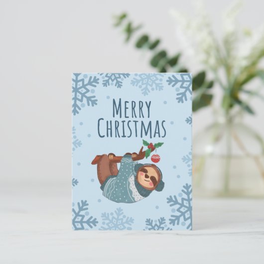 Cartes Pour Fêtes Annuelles Joyeux Noël aquarelle fentes et flocons de neige (Debout devant)