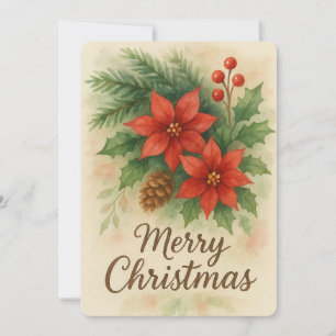Cartes Pour Fêtes Annuelles Joyeux Noël Aquarelle Fleurs de Noël
