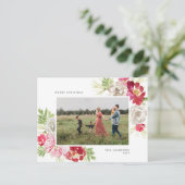 Cartes Pour Fêtes Annuelles Joyeux Noël aquarelle Flower (Debout devant)