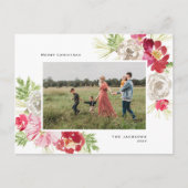 Cartes Pour Fêtes Annuelles Joyeux Noël aquarelle Flower (Devant)