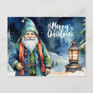 Cartes Pour Fêtes Annuelles Joyeux Noël Aquarelle Gnome d'hiver