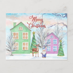 Cartes Pour Fêtes Annuelles Joyeux Noël aquarelle hiver Illustration