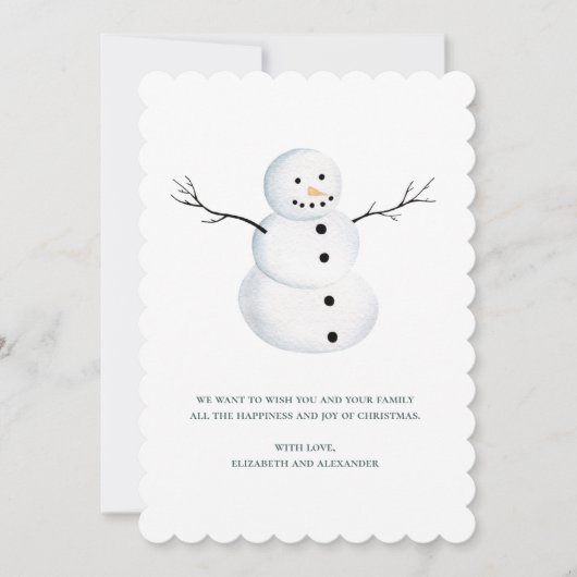 Cartes Pour Fêtes Annuelles Joyeux Noël. Aquarelle mignonne bonhomme de neige. (Devant)