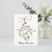 Cartes Pour Fêtes Annuelles Joyeux Noël Aquarelle Mistletoe (Debout devant)