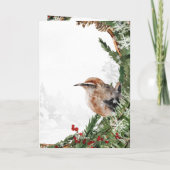 Cartes Pour Fêtes Annuelles Joyeux Noël Aquarelle Nuthatch Nesting Bird (Dos)