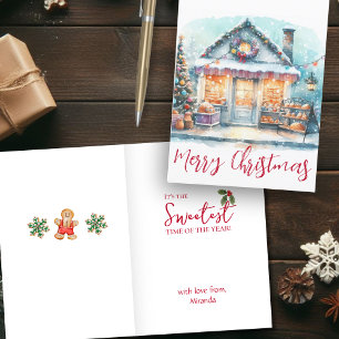 Cartes Pour Fêtes Annuelles Joyeux Noël aquarelle paysage d'hiver plié
