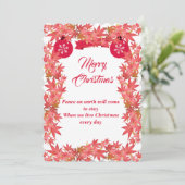 Cartes Pour Fêtes Annuelles Joyeux Noël Aquarelle Pêche Feuilles d'érable (Debout devant)