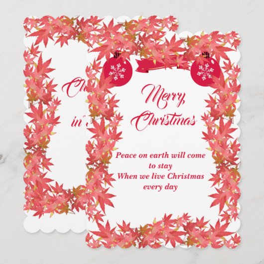 Cartes Pour Fêtes Annuelles Joyeux Noël Aquarelle Pêche Feuilles d'érable (Devant / Derrière)