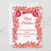 Cartes Pour Fêtes Annuelles Joyeux Noël Aquarelle Pêche Feuilles d'érable (Devant)