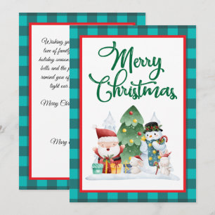 Cartes Pour Fêtes Annuelles Joyeux Noël aquarelle Père Noël et Snowman