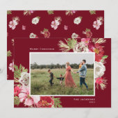 Cartes Pour Fêtes Annuelles Joyeux Noël Aquarelle Rouge (Devant / Derrière)