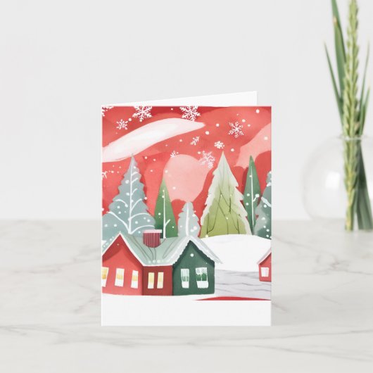 Cartes Pour Fêtes Annuelles Joyeux Noël | Aquarelle rouge (Devant)