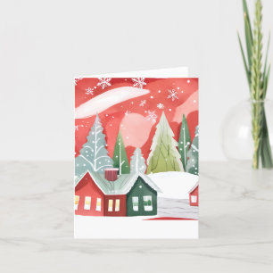 Cartes Pour Fêtes Annuelles Joyeux Noël Aquarelle rouge