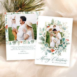 Cartes Pour Fêtes Annuelles Joyeux Noël aquarelle végétation élégante
