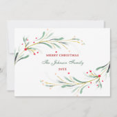 Cartes Pour Fêtes Annuelles Joyeux Noël Aquarelle Verdure Non-Photo (Devant)