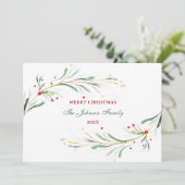 Cartes Pour Fêtes Annuelles Joyeux Noël Aquarelle Verdure Non-Photo (Debout devant)