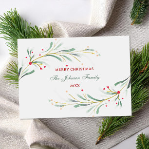 Cartes Pour Fêtes Annuelles Joyeux Noël Aquarelle Verdure Non-Photo