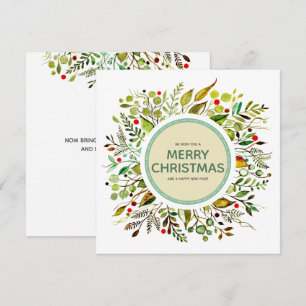 Cartes Pour Fêtes Annuelles Joyeux Noël Aquarelle Wreath Vibrant