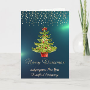 Cartes Pour Fêtes Annuelles Joyeux Noël, Arbre à l'aquarelle, Société de lumiè