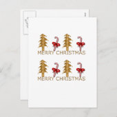 Cartes Pour Fêtes Annuelles Joyeux Noël Arbre Bonbon or rouge (Devant / Derrière)