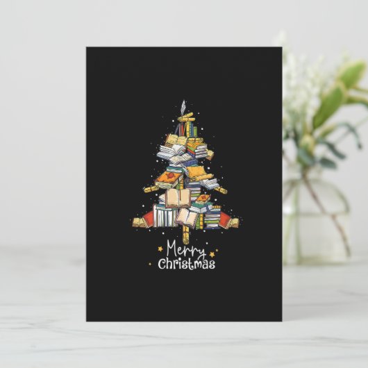 Cartes Pour Fêtes Annuelles Joyeux Noël Arbre de la bibliothèque Joli Amateur (Debout devant)