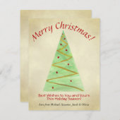 Cartes Pour Fêtes Annuelles Joyeux Noël! Arbre de Noël simple Waterton (Devant / Derrière)