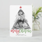 Cartes Pour Fêtes Annuelles Joyeux Noël Arbre découpé Bracelet Script Photo (Debout devant)