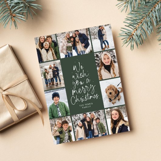 Cartes Pour Fêtes Annuelles Joyeux Noël arbre fun 10 photo collage vert