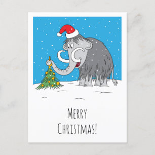 Cartes Pour Fêtes Annuelles Joyeux Noël Arbre mignon Mammoth Santa Hat