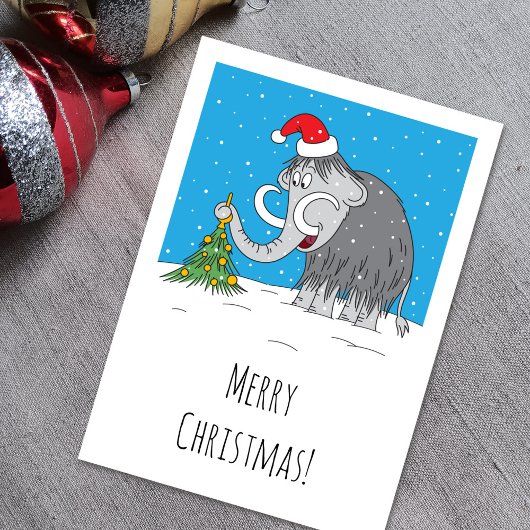 Cartes Pour Fêtes Annuelles Joyeux Noël Arbre mignon Mammoth Santa Hat