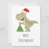 Cartes Pour Fêtes Annuelles Joyeux Noël Arbre mignonne Dinosaure Santa Hat (Devant)