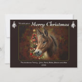 Cartes Pour Fêtes Annuelles Joyeux Noël Arbre Mule Equine Personnalisé (Devant)
