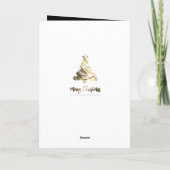 Cartes Pour Fêtes Annuelles Joyeux Noël Arbre noir et or Texte élégant (Dos)