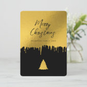 Cartes Pour Fêtes Annuelles Joyeux Noël Arbre Noir & Or Non Photo (Debout devant)