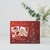 Cartes Pour Fêtes Annuelles Joyeux Noël Arbre Rouge Lumière Lumineuse Neige (Debout devant)