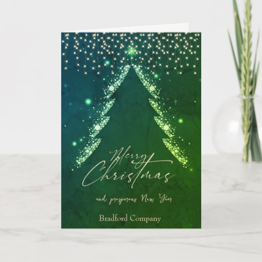 Cartes Pour Fêtes Annuelles Joyeux Noël, Arbre Vert, Compagnie Verte Lumière (Devant)