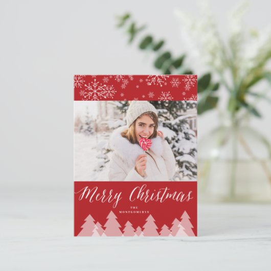 Cartes Pour Fêtes Annuelles Joyeux Noël Arbres Snowflakes Winter Wonderland (Debout devant)