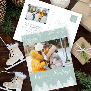 Cartes Pour Fêtes Annuelles Joyeux Noël Arbres Snowflakes Winter Wonderland